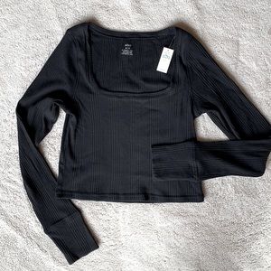 AE Aerie square neck long sleeve crop